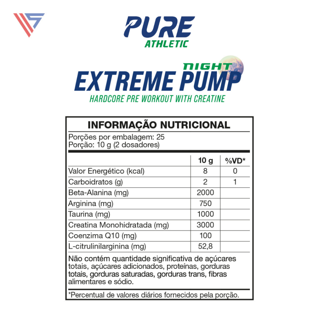 Pré Treino Extreme Pump Night S/ Cafeína 250g Pure Athletic