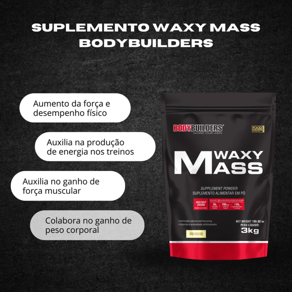 Hipercalórico Waxy Mass 3kg - Para Ganho De Massa - Bodybuilders