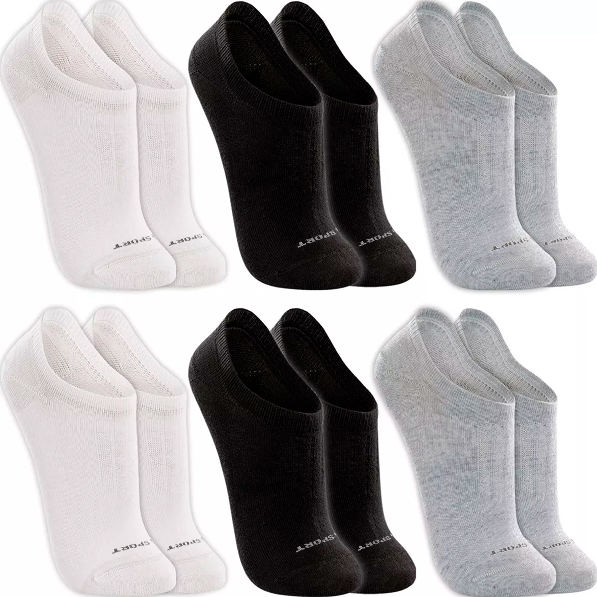 Kit 6 Pares Meias Lupo Original Algodão Masculino Feminina Cano Curto Baixo Soquete Academia