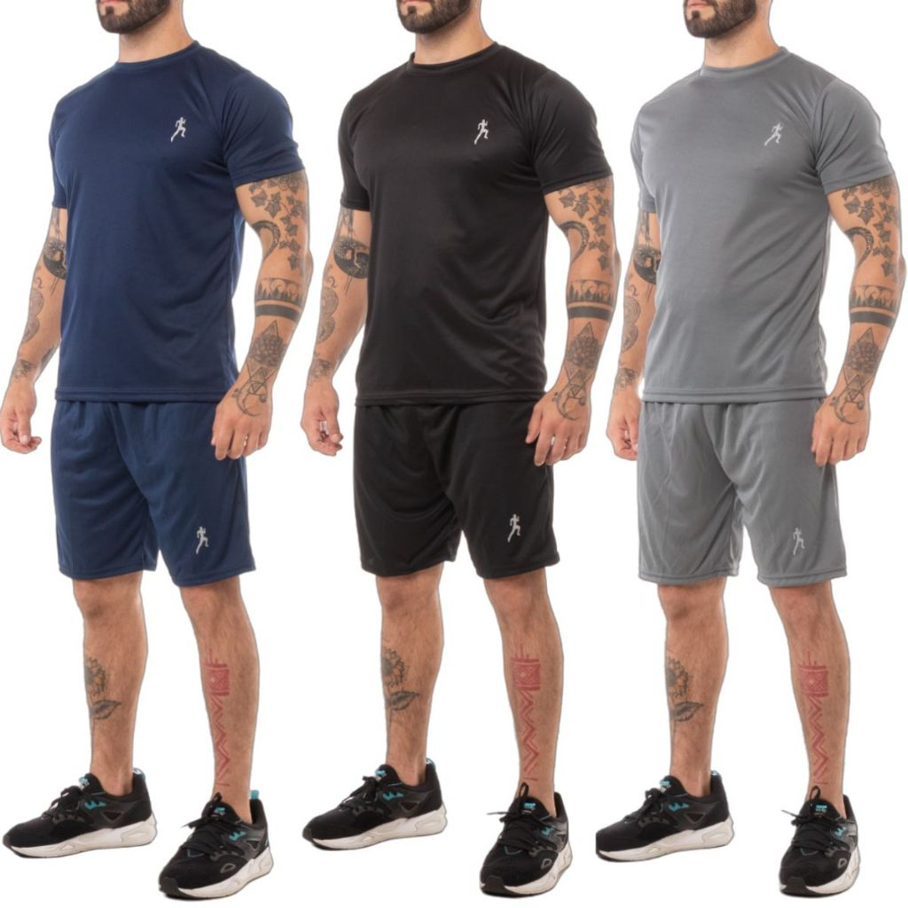 Kit 5 camisetas masculinas + 5 Bermudas Masculinas Academia