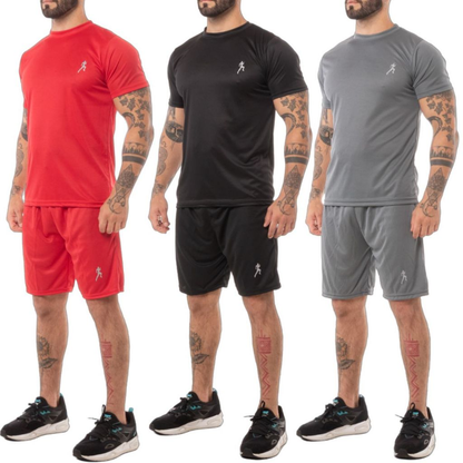 Kit 3 camisetas masculinas + 3 Bermudas Masculinas Academia