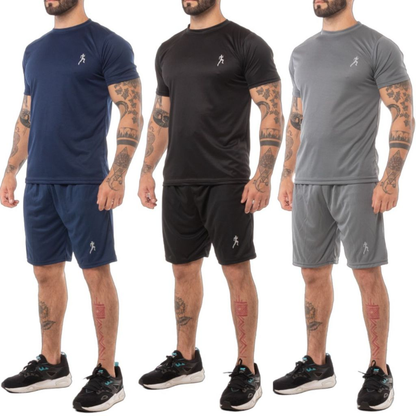Kit 3 camisetas masculinas + 3 Bermudas Masculinas Academia