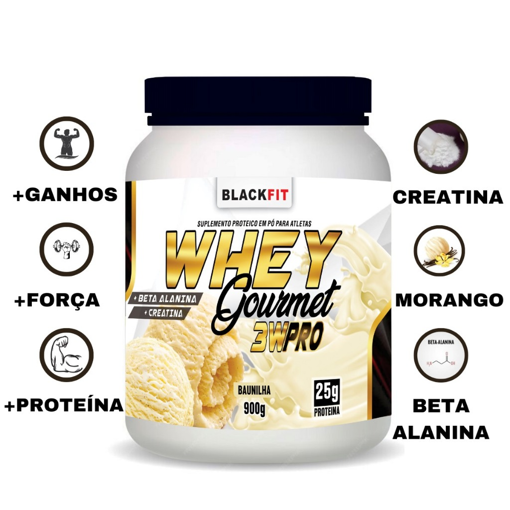KIT Whey + creatina + Coqueteleira 3WPRO