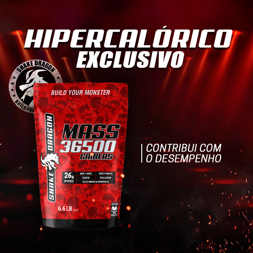 Hipercalorico Com Whey - MASS 36500, 3kg - Snake Dragon