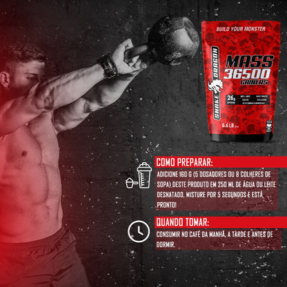 Hipercalorico Com Whey - MASS 36500, 3kg - Snake Dragon
