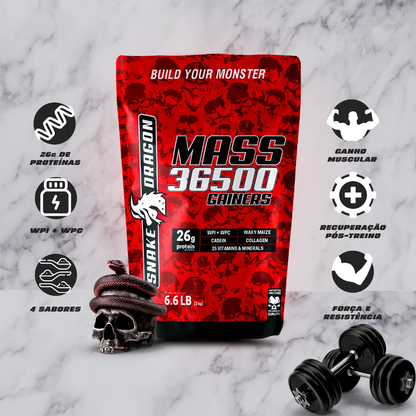 Hipercalorico Com Whey - MASS 36500, 3kg - Snake Dragon