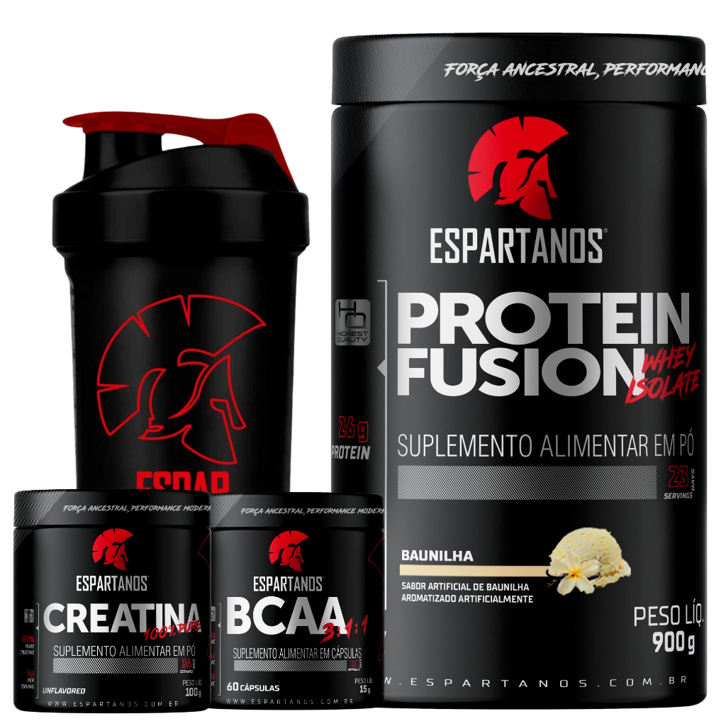 Kit Whey Protein Fusion + Bcaa + Creatina + Shaker