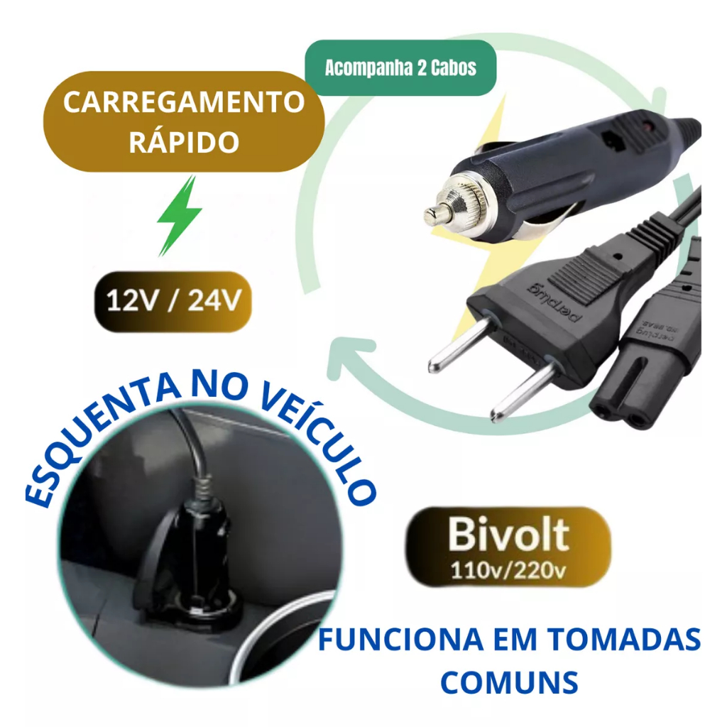 Marmita Elétrica Veicular Bivolt - 110V/220V e 12V/24V