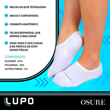Kit 6 Pares Meias Lupo Original Algodão Masculino Feminina Cano Curto Baixo Soquete Academia