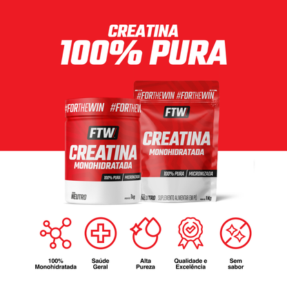 FTW Creatina Monohidratada Pote 300g 100% Pura - Energia, Força e Resistência - Absorção Rápida