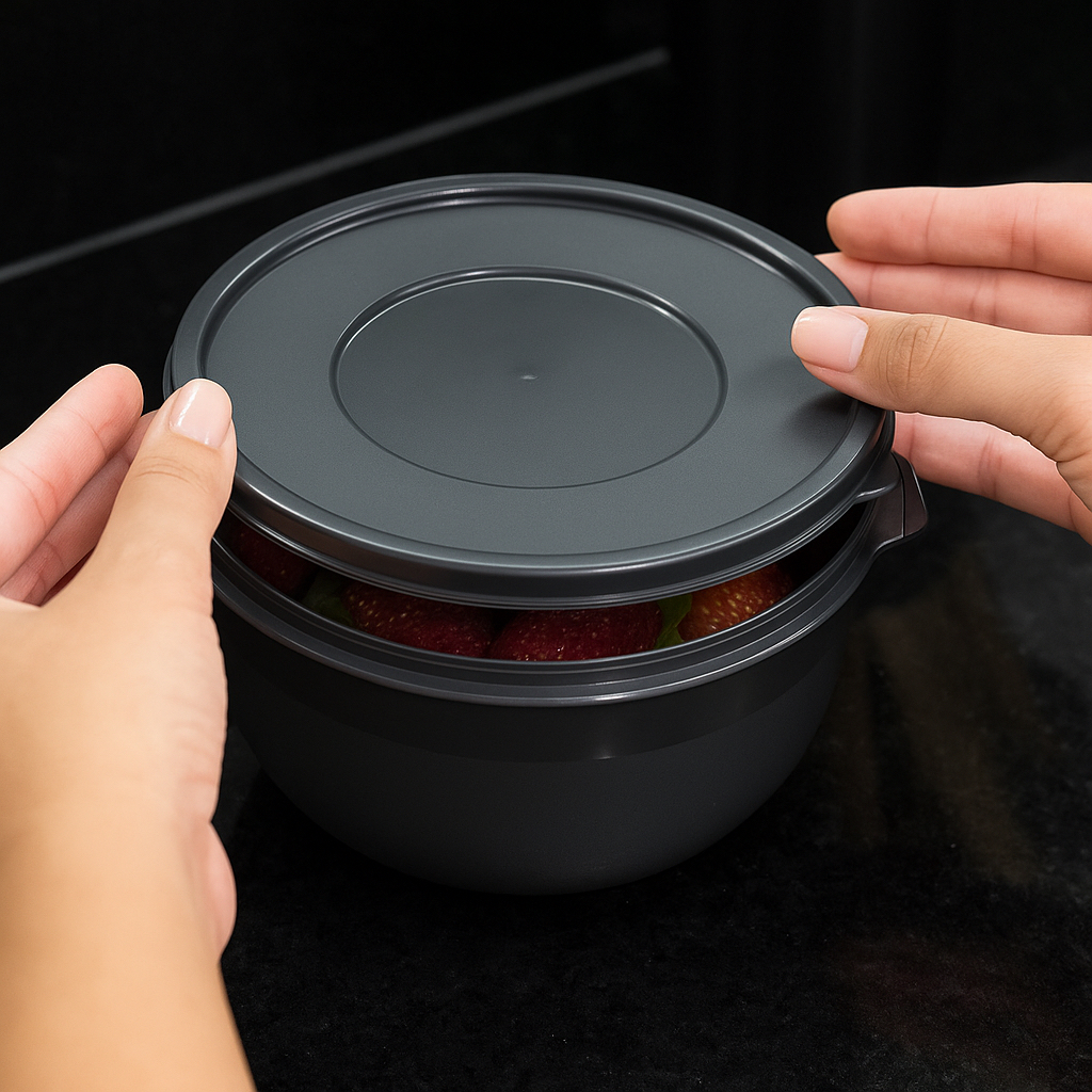 Kit 10 Potes Bowl 1300ml Plástico com Tampa – Marmita Cozinha, Freezer, Micro-ondas e Lava-Louças.