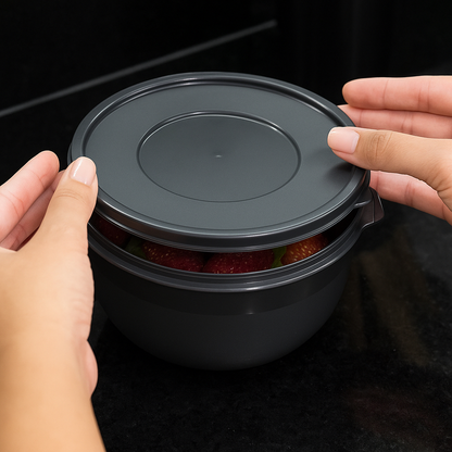 Kit 10 Potes Bowl 1300ml Plástico com Tampa – Marmita Cozinha, Freezer, Micro-ondas e Lava-Louças.