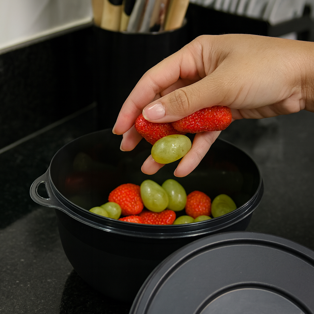 Kit 10 Potes Bowl 1300ml Plástico com Tampa – Marmita Cozinha, Freezer, Micro-ondas e Lava-Louças.