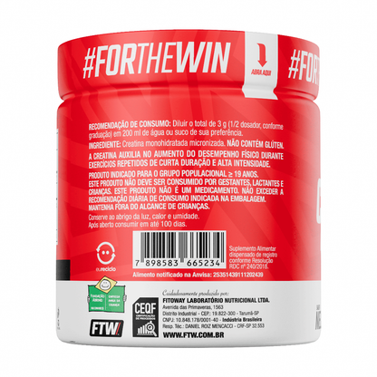 FTW Creatina Monohidratada Pote 300g 100% Pura - Energia, Força e Resistência - Absorção Rápida