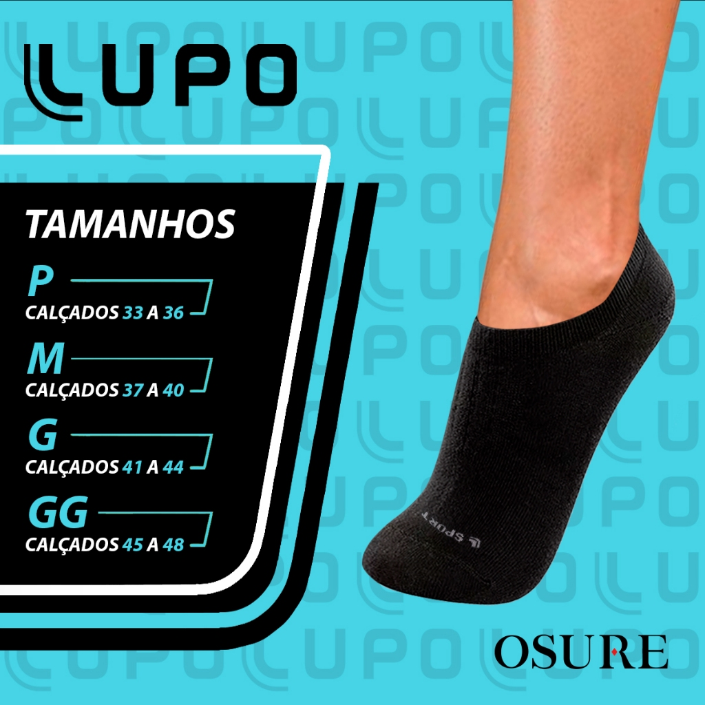 Kit 6 Pares Meias Lupo Original Algodão Masculino Feminina Cano Curto Baixo Soquete Academia