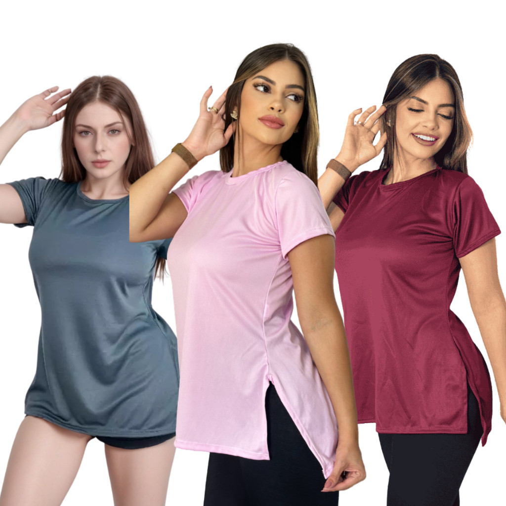 3 Blusas Feminina Academia Dry Fit