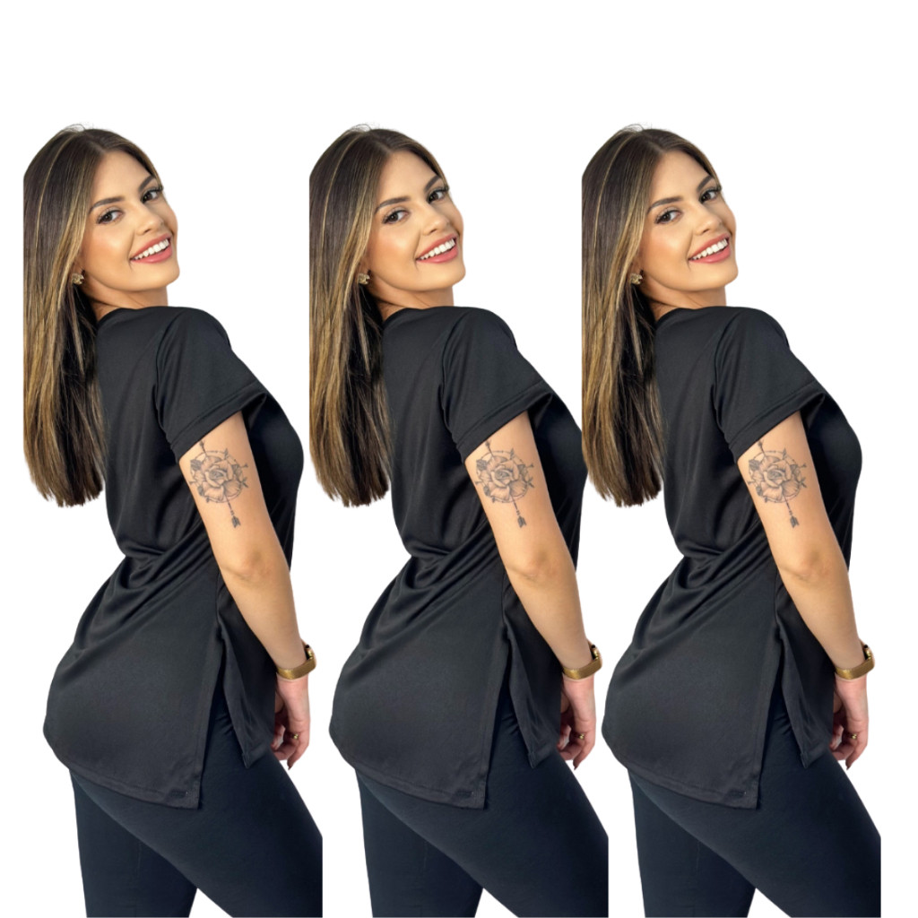 3 Blusas Feminina Academia Dry Fit
