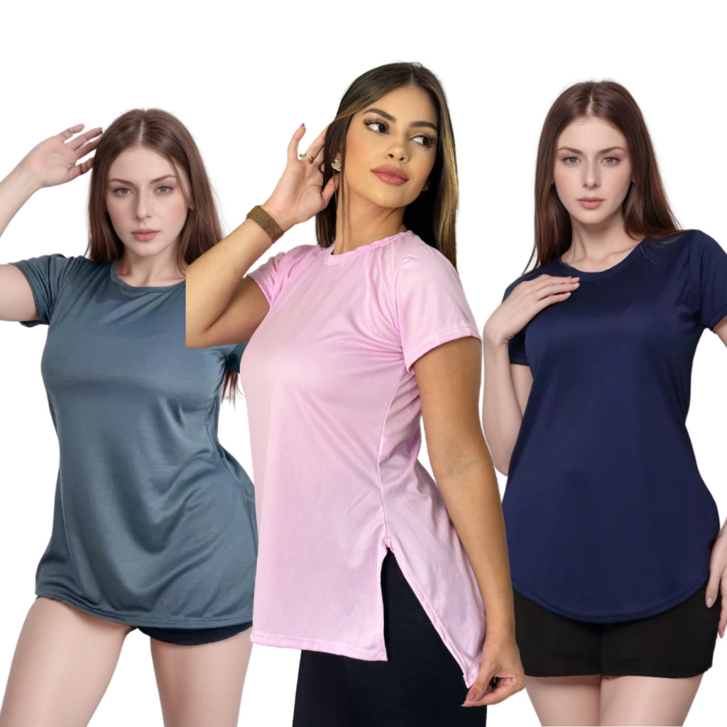 3 Blusas Feminina Academia Dry Fit