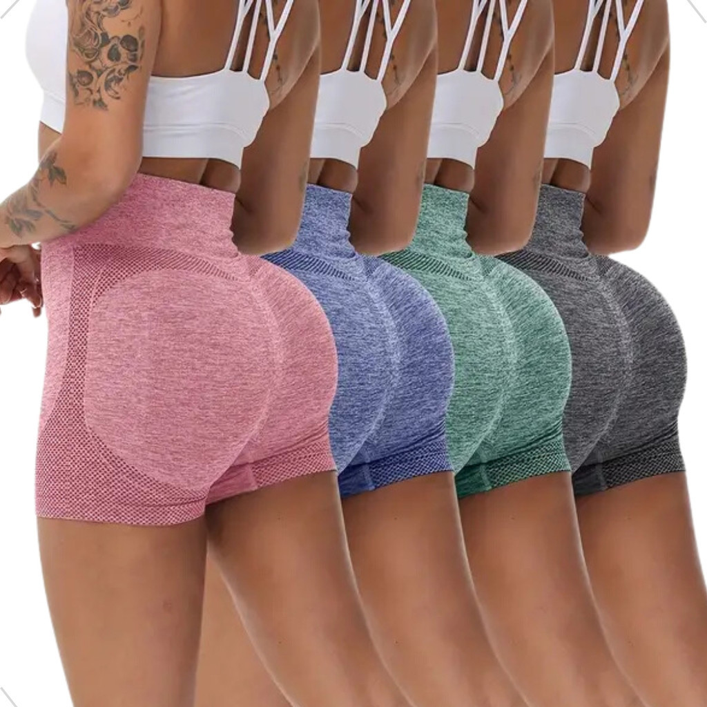 Kit 4 Short Levanta Bumbum Feminino Academia