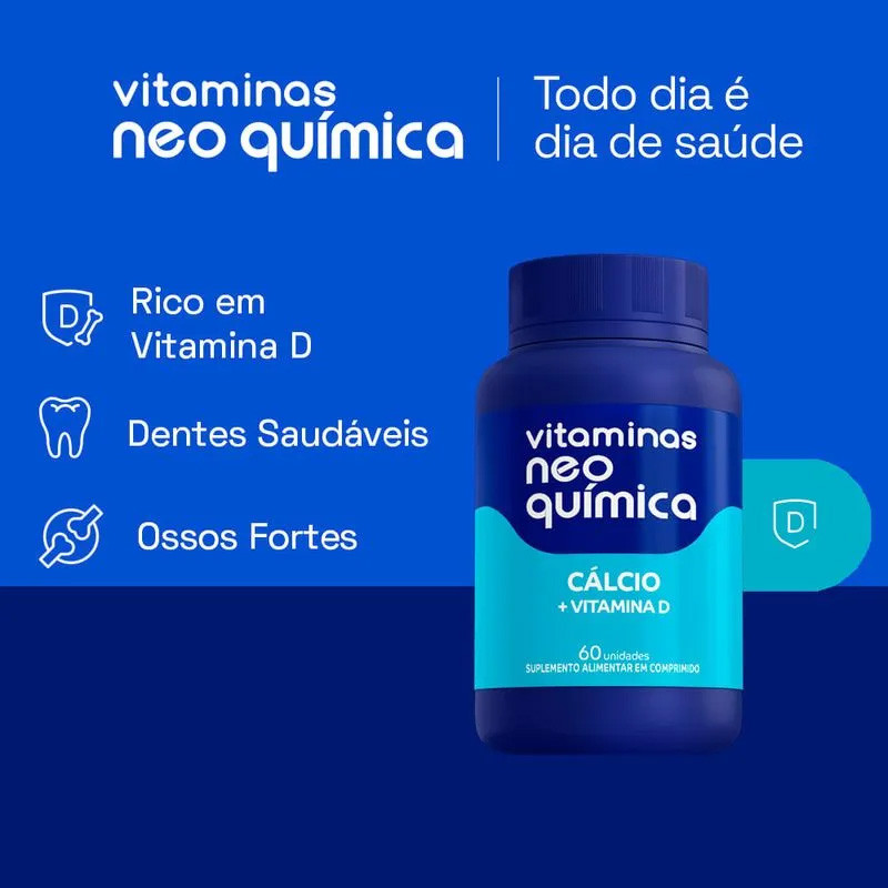 Suplemento Cálcio + Vitamina D 60 Cápsulas - Neo Química