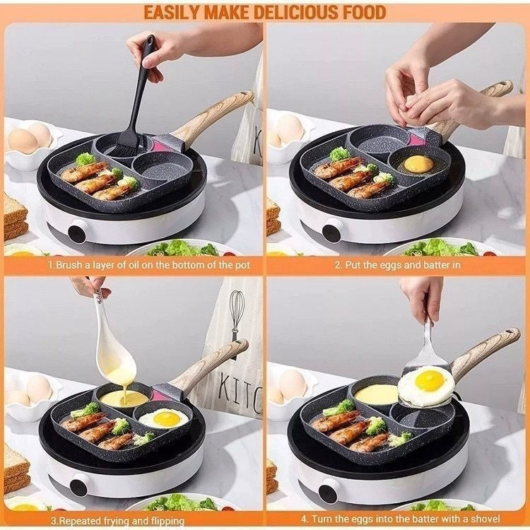 Frigideira Antiaderente 3 em 1 com Divisórias